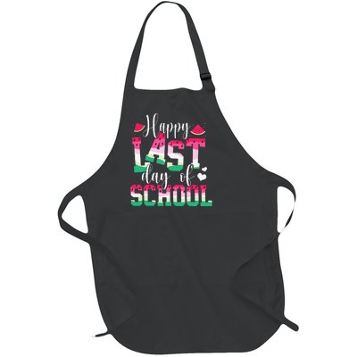 Happy Last Day Of School Watermelon Teachers Students Summer Full-Length Apron With Pockets