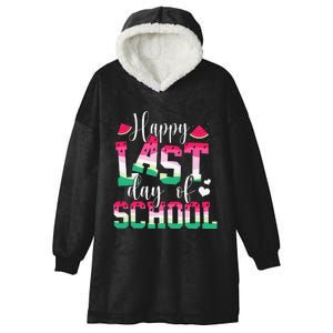 Happy Last Day Of School Watermelon Teachers Students Summer Hooded Wearable Blanket