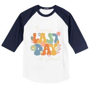 Happy Last Day Of School Graduation Groovy Teacher Student Baseball Sleeve Shirt