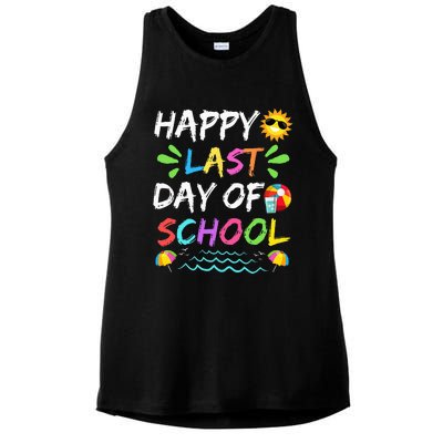 Happy Last Day Of School for Teacher Student Graduation Ladies PosiCharge Tri-Blend Wicking Tank