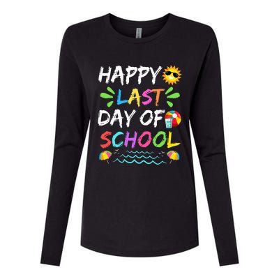 Happy Last Day Of School for Teacher Student Graduation Womens Cotton Relaxed Long Sleeve T-Shirt