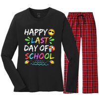 Happy Last Day Of School for Teacher Student Graduation Women's Long Sleeve Flannel Pajama Set 