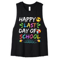 Happy Last Day Of School for Teacher Student Graduation Women's Racerback Cropped Tank