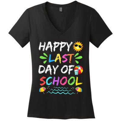 Happy Last Day Of School for Teacher Student Graduation Women's V-Neck T-Shirt