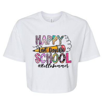 Happy Last Day Of School Hello Summer Teacher Student Bella+Canvas Jersey Crop Tee