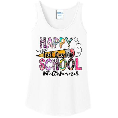 Happy Last Day Of School Hello Summer Teacher Student Ladies Essential Tank