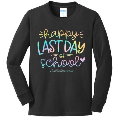 Happy Last Day Of School Hello Summer Students And Teachers Kids Long Sleeve Shirt