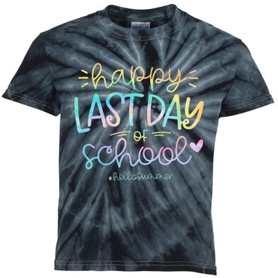 Happy Last Day Of School Hello Summer Students And Teachers Kids Tie-Dye T-Shirt