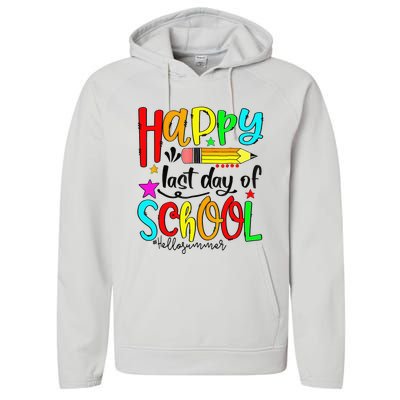 Happy Last Day Of School Hello Summer Teacher Student Performance Fleece Hoodie