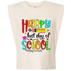 Happy Last Day Of School Hello Summer Teacher Student Garment-Dyed Women's Muscle Tee