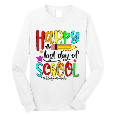 Happy Last Day Of School Hello Summer Teacher Student Long Sleeve Shirt