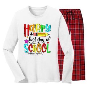 Happy Last Day Of School Hello Summer Teacher Student Women's Long Sleeve Flannel Pajama Set 