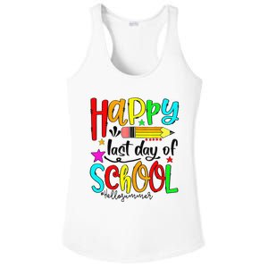 Happy Last Day Of School Hello Summer Teacher Student Ladies PosiCharge Competitor Racerback Tank