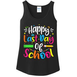 Happy Last Day of School Teacher Student Graduation Ladies Essential Tank