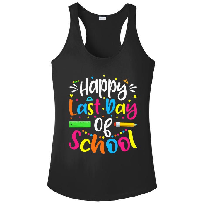 Happy Last Day of School Teacher Student Graduation Ladies PosiCharge Competitor Racerback Tank