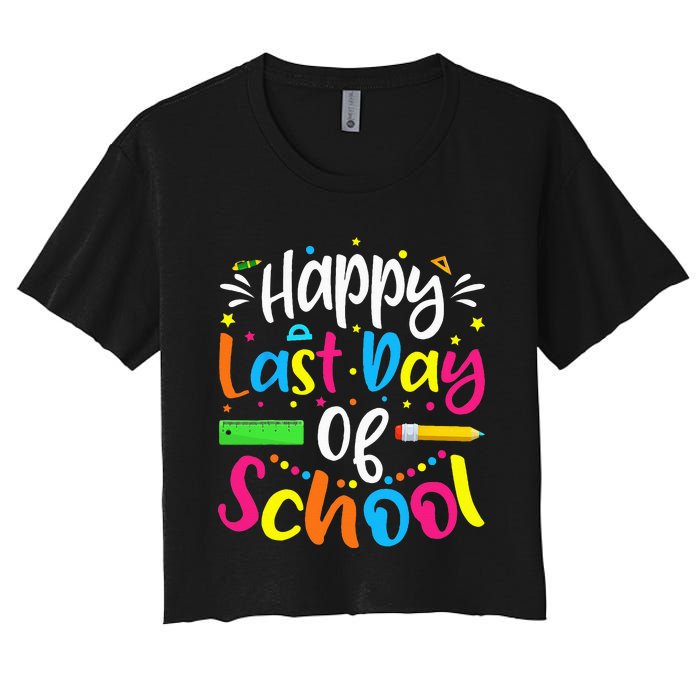 Happy Last Day of School Teacher Student Graduation Women's Crop Top Tee