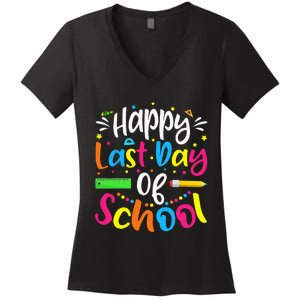 Happy Last Day of School Teacher Student Graduation Women's V-Neck T-Shirt