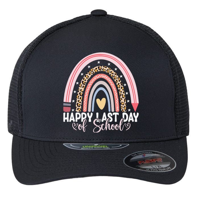 Happy Last Day Of School Hello Summer Teacher Student Flexfit Unipanel Trucker Cap