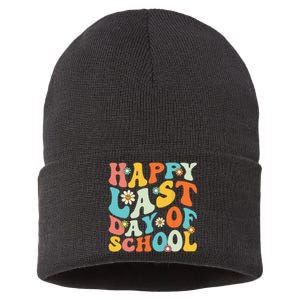 Happy Last Day Of School Teacher Graduation Last Day Sustainable Knit Beanie