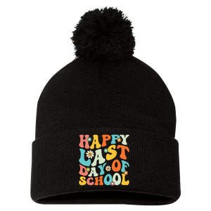 Happy Last Day Of School Teacher Graduation Last Day Pom Pom 12in Knit Beanie