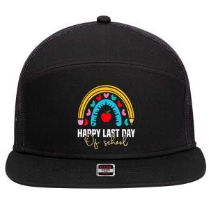 Happy Last Day of School Teacher Student Graduation 7 Panel Mesh Trucker Snapback Hat