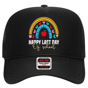 Happy Last Day of School Teacher Student Graduation High Crown Mesh Back Trucker Hat