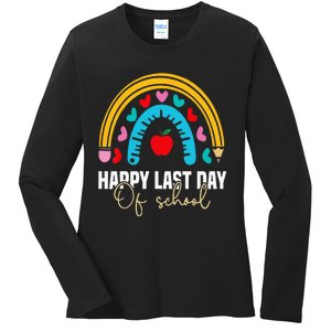 Happy Last Day of School Teacher Student Graduation Ladies Long Sleeve Shirt