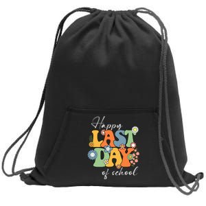 Happy Last Day Of School Graduation Groovy Teacher Student Sweatshirt Cinch Pack Bag