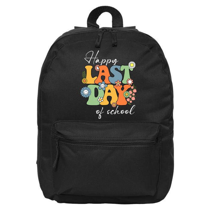 Happy Last Day Of School Graduation Groovy Teacher Student 16 in Basic Backpack