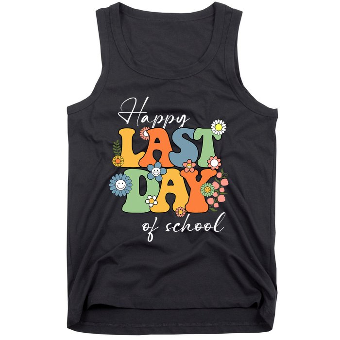 Happy Last Day Of School Graduation Groovy Teacher Student Tank Top