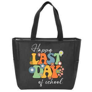 Happy Last Day Of School Graduation Groovy Teacher Student Zip Tote Bag