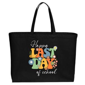 Happy Last Day Of School Graduation Groovy Teacher Student Cotton Canvas Jumbo Tote