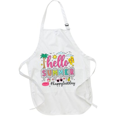 Happy Last Day Of School Teacher Student Hello Summer Full-Length Apron With Pockets