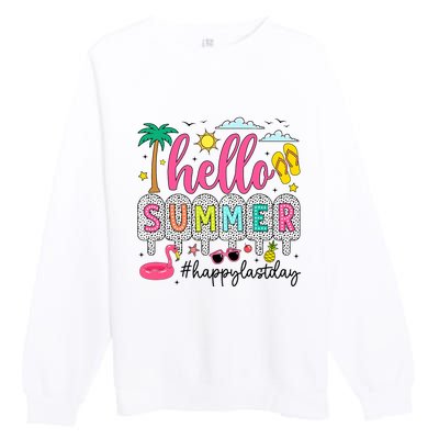 Happy Last Day Of School Teacher Student Hello Summer Premium Crewneck Sweatshirt