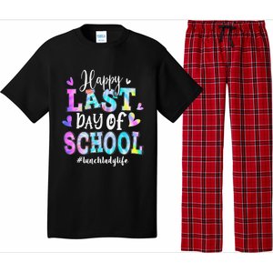 Happy Last Day Of School Tie Dye Lunch Lady Life Summer Pajama Set