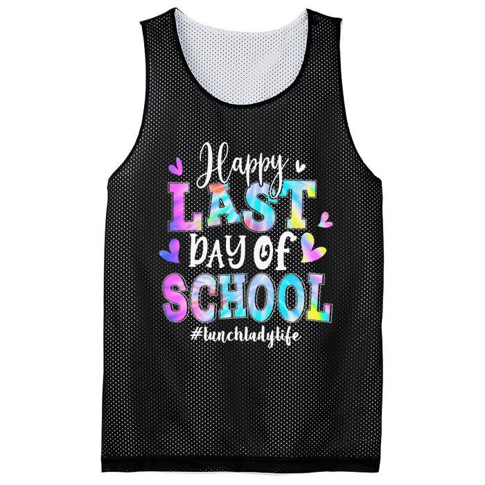 Happy Last Day Of School Tie Dye Lunch Lady Life Summer Mesh Reversible Basketball Jersey Tank