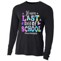 Happy Last Day Of School Tie Dye Lunch Lady Life Summer Cooling Performance Long Sleeve Crew