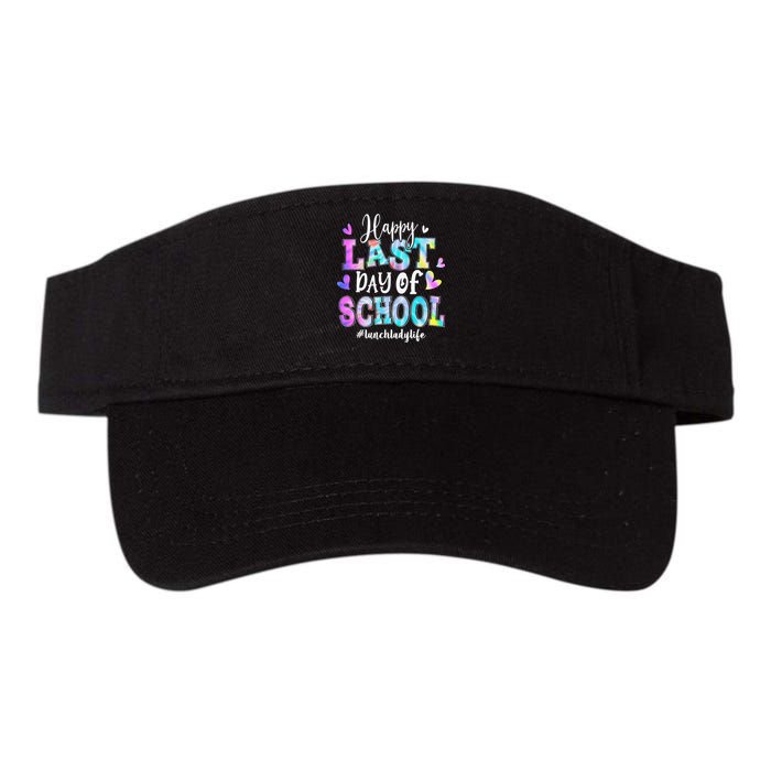 Happy Last Day Of School Tie Dye Lunch Lady Life Summer Valucap Bio-Washed Visor