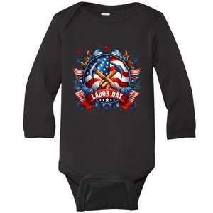 Happy Labor Day Patriot Happy Labor Day Baby Long Sleeve Bodysuit