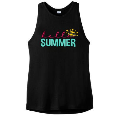 Happy Last Day Of School Teacher Student Hello Summer Ladies PosiCharge Tri-Blend Wicking Tank