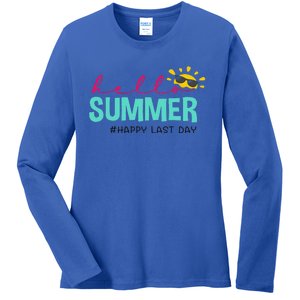 Happy Last Day Of School Teacher Student Hello Summer Ladies Long Sleeve Shirt