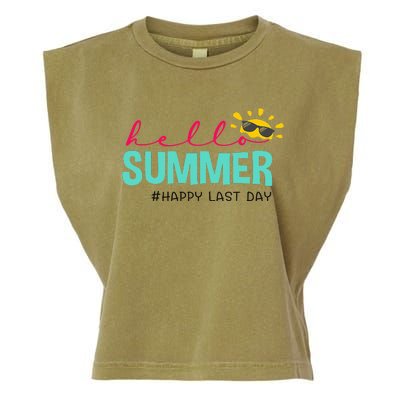 Happy Last Day Of School Teacher Student Hello Summer Garment-Dyed Women's Muscle Tee