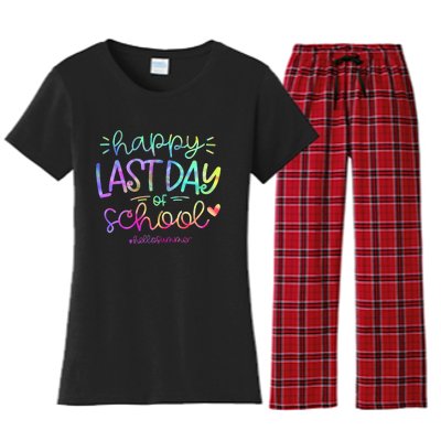 Happy Last Day Of School Hello Summer Students And Teachers Women's Flannel Pajama Set