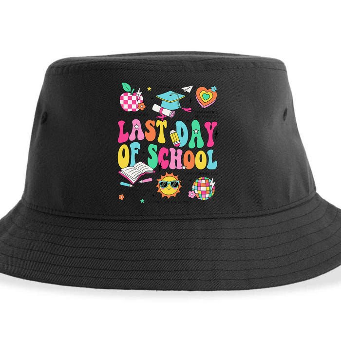 Happy Last Day Of School Teacher Girl Grad Hello Summer Sustainable Bucket Hat