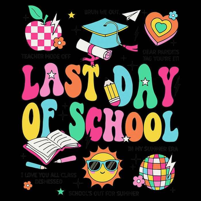 Happy Last Day Of School Teacher Girl Grad Hello Summer Sustainable Bucket Hat