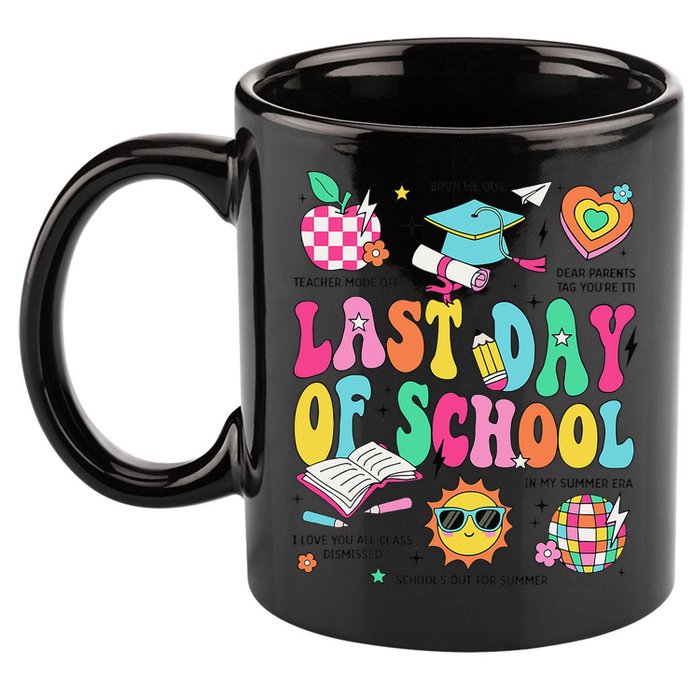 Happy Last Day Of School Teacher Girl Grad Hello Summer 11oz C Handle Ceramic Mug