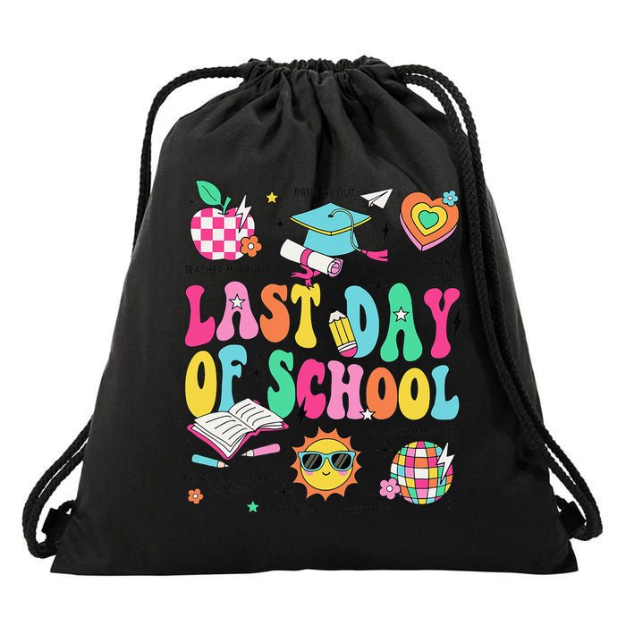 Happy Last Day Of School Teacher Girl Grad Hello Summer Drawstring Bag
