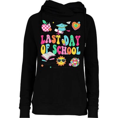 Happy Last Day Of School Teacher Girl Grad Hello Summer Womens Funnel Neck Pullover Hood