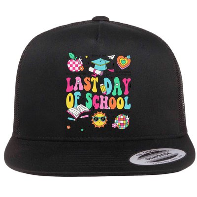 Happy Last Day Of School Teacher Girl Grad Hello Summer Flatbill Hat