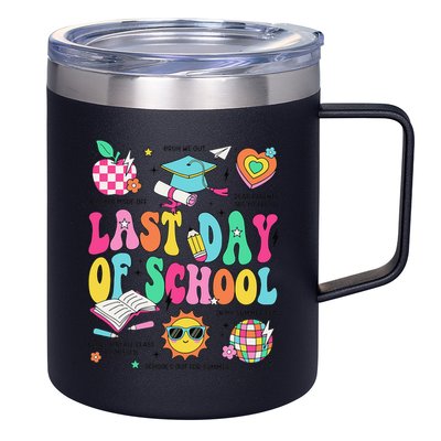Happy Last Day Of School Teacher Girl Grad Hello Summer 12oz Stainless Steel Coffee Mug